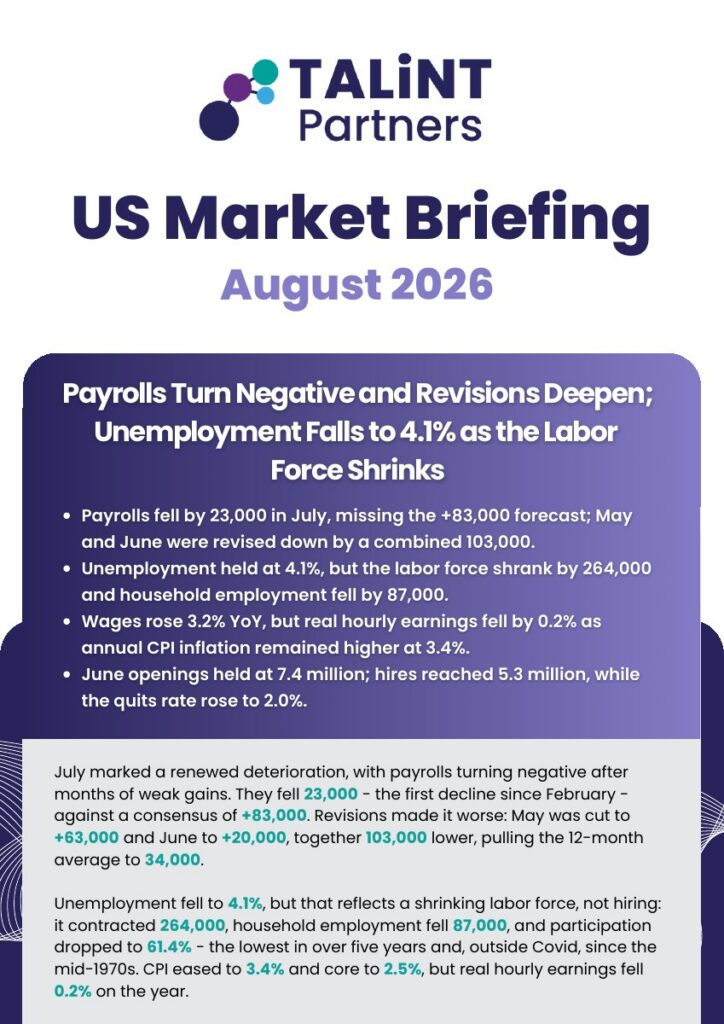 Cover of the US Market Briefing for August 2026