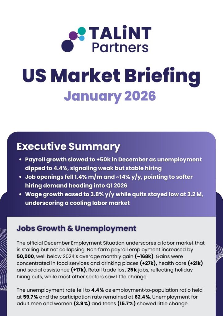 Cover of the US Market Briefing for January 2026