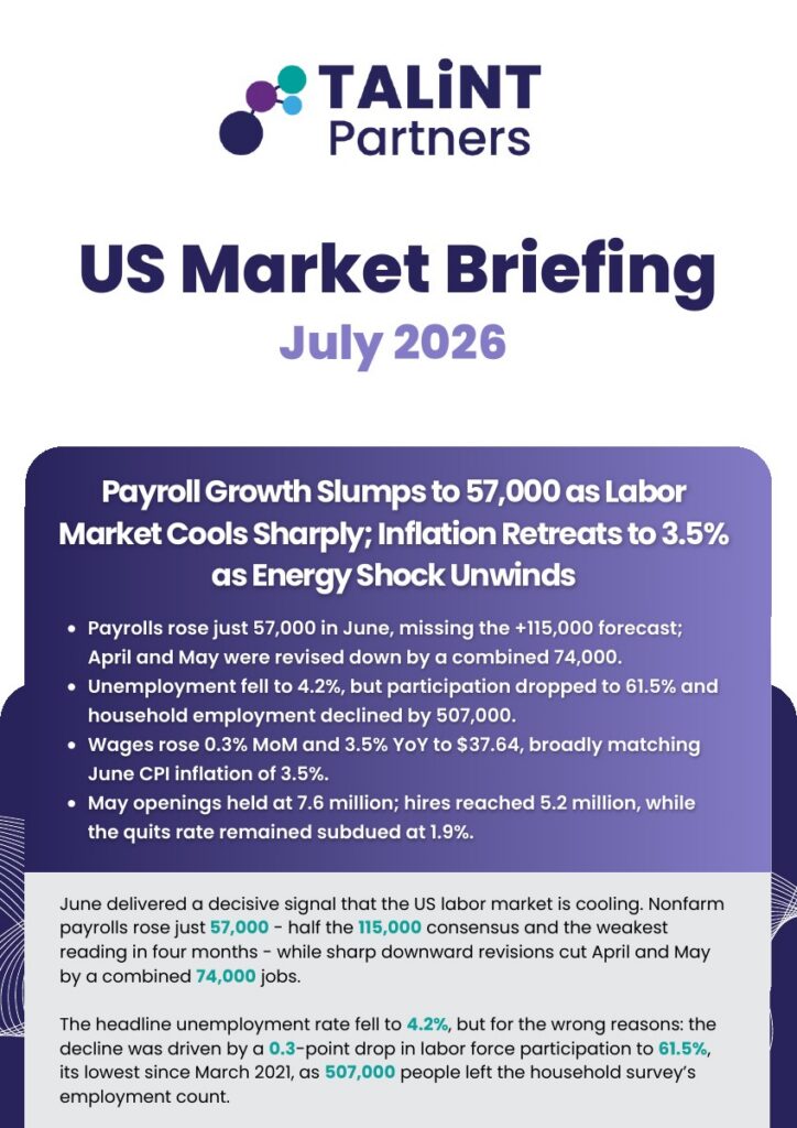Cover of the US Market Briefing for July 2026